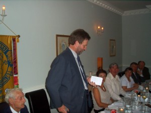 Club President Kevin Walsh addresses the 35th anniversary dinner in the Grand Hotel, Fermoy, on what was a memorable evening of celebration and good cheer. May 7th 2005