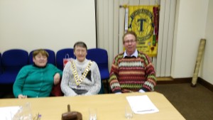 President Eilish Ui Bhriain presides at our meeting of December 6th 2016 with Toastmaster Johanna Hegarty (left) and David Walsh as Topicsmaster. 