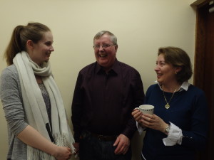 Claire Guy (left) enjoying a chat with Jerry Hennessy and Mary Whelan,