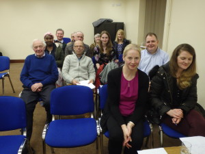  Some of the attendance at the March 28th meeting in the Fermoy Youth Centre, including in front row Marie McAree (left), her husband Conor (centre) and Nina Keating, acting as Timekeeper. All three have joined us in recent months and we warmly welcome and look forward to their participation, support and friendship. Everyone has a unique and invaluable contribution to make to our club.